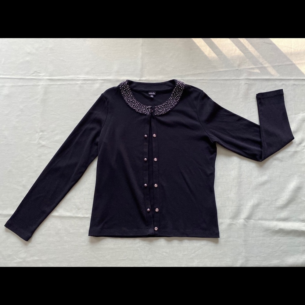 Black rafaella sweater with beaded neck